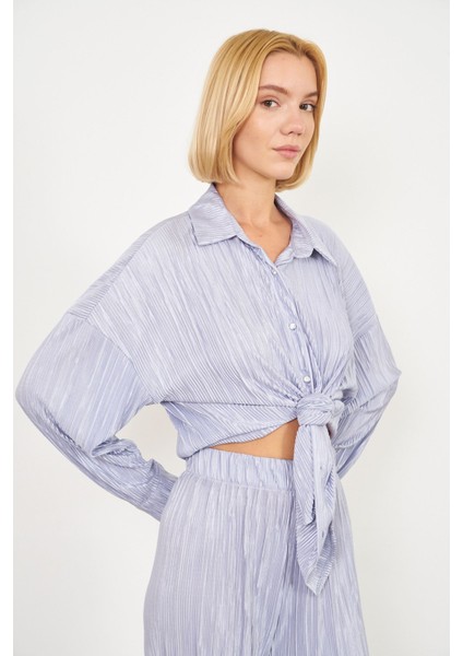 Piliseli Örme Gömlek-Gri modelleri