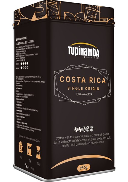 Costa Rica Bellaterra Single Origin Öğütülmüş Filtre Kahve 250 gr fiyatları