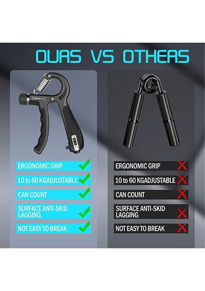 Son Kalite Orijinal Sayaçlı El Yayı 60 kg - 5 kg Ayarlanabilir 1 Adet El Yayı Bilek Kas Güçlendirici modelleri