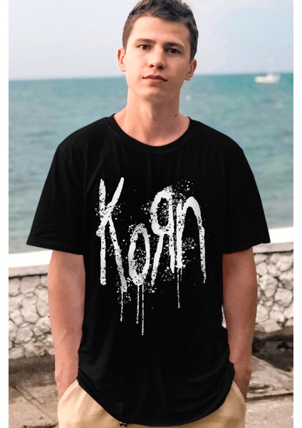 Korn Siyah Erkek Tişört