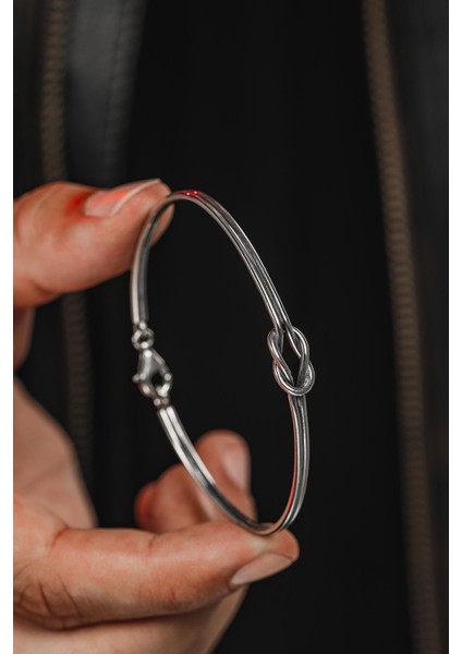 Erkek Gümüş Bileklik - El Yapımı Gümüş Aşk Düğümü Erkek Bileklik Kelepçe modelleri