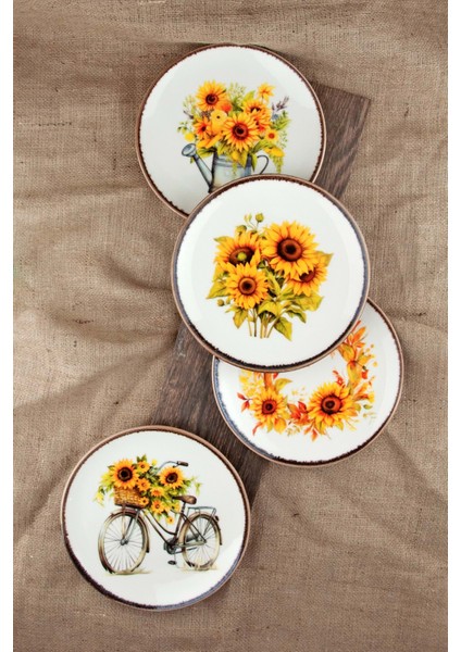 Retro Fall'24 Sunflower 4 Parça Porselen Servis Tabağı