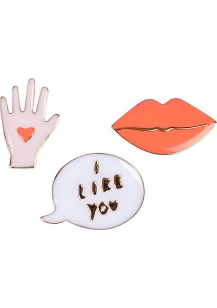 - Lips, Hand & Bubble Enamel Pins - Dudak & El & I Like You Broşlar fiyatları