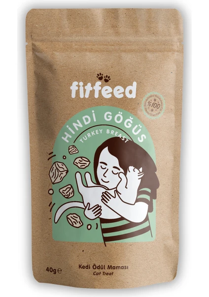 Freeze-Dried Çiğ Hindi Göğüs Kedi Ödülü 40g