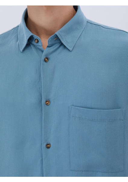 Koyu Mint Fitilli Oversize Fit Dokuma Casual Gömlek fırsatları
