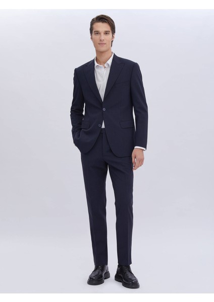 Lacivert Mikro Modern Fit Yün Karışımlı Takım Elbise