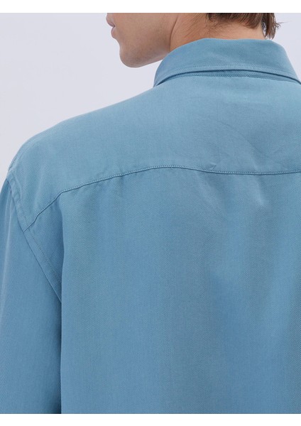 Koyu Mint Fitilli Oversize Fit Dokuma Casual Gömlek indirimleri