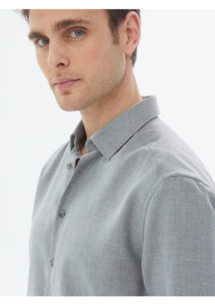 Gri Düz Regular Fit Dokuma Casual Pamuk Karışımlı Gömlek indirimleri