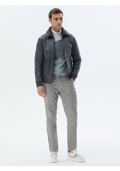 Gri Slim Fit Denim Pamuk Karışımlı Pantolon