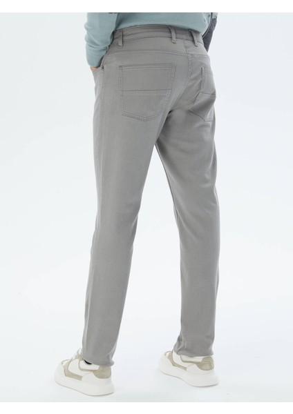 Gri Slim Fit Denim Pamuk Karışımlı Pantolon