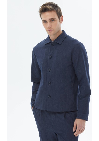 Lacivert Düz Modern Fit Pamuk Karışımlı Takım Elbise
