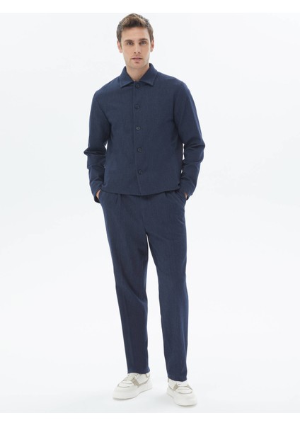 Lacivert Düz Modern Fit Pamuk Karışımlı Takım Elbise