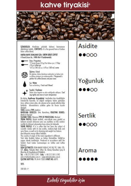 Hindistan Form Filtre Kahve Single Origin 200 gr modelleri
