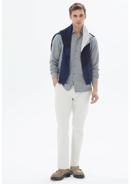 Gri Düz Regular Fit Dokuma Casual Pamuk Karışımlı Gömlek modelleri