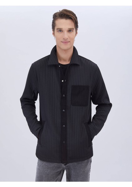 Siyah Düz Regular Fit Dokuma Overshırt fiyatları