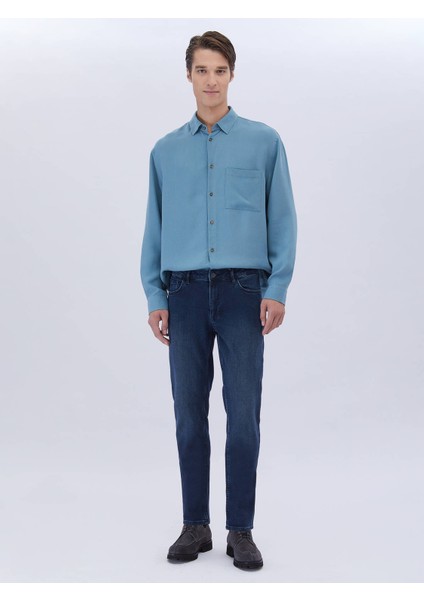 Indigo Slim Fit Denim Pamuk Karışımlı Pantolon