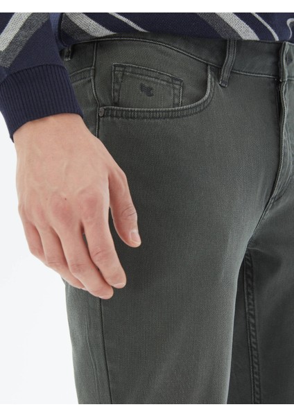 Haki Slim Fit Denim Pamuk Karışımlı Pantolon