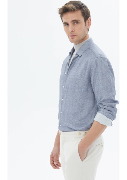 Mavi Desenli Regular Fit Dokuma Casual Gömlek fırsatları