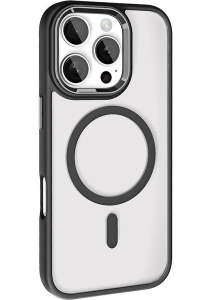 Apple iPhone 16 Pro Max Kılıf Wireless Şarj Özellikli Krom Magsafe Silikon Kılıf