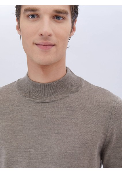 Vizon Yarım Balıkçı Yaka Düz Örgü Yün Karışımlı Triko Kazak modelleri