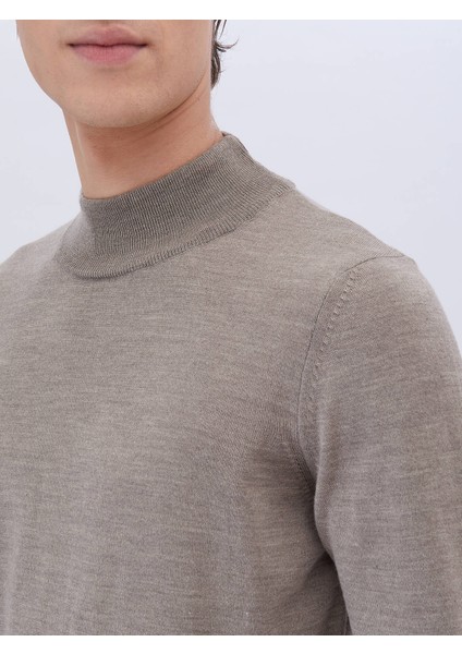 Vizon Yarım Balıkçı Yaka Düz Örgü Yün Karışımlı Triko Kazak fırsatları