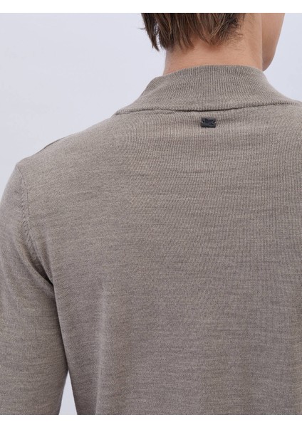 Vizon Yarım Balıkçı Yaka Düz Örgü Yün Karışımlı Triko Kazak indirimleri