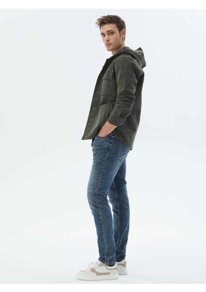 Haki Düz Oversize Fit Dokuma Pamuk Karışımlı Overshırt