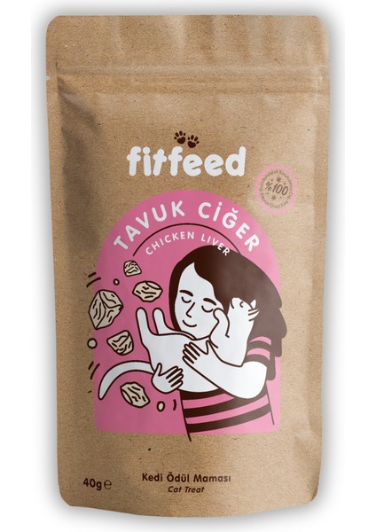 Freeze-Dried Çiğ Tavuk Ciğer Kedi Ödülü 40g