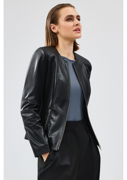 Irina Kadın Siyah Deri Ceket 24WGE52251M fiyatları