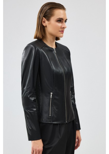 Irina Kadın Siyah Deri Ceket 24WGE52251M fırsatları
