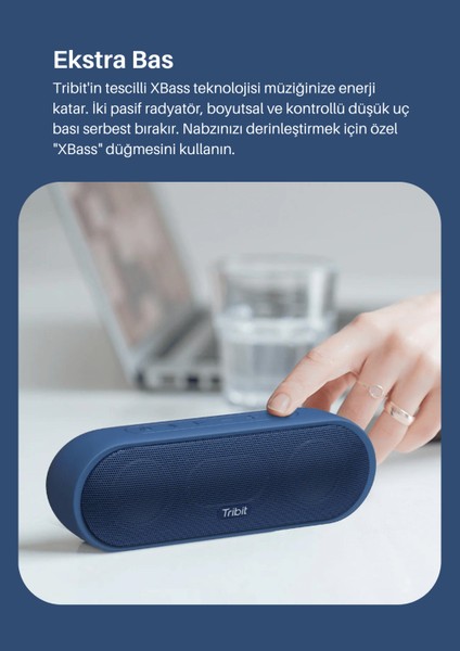 BTS25 Maxsound Plus 2X12W 20 Saat Oynatma Süresi Ipx7 Su Geçirmez Taşınabilir Tws Bluetooth Hoparlör Mavi