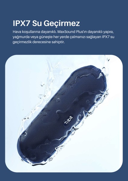BTS25 Maxsound Plus 2X12W 20 Saat Oynatma Süresi Ipx7 Su Geçirmez Taşınabilir Tws Bluetooth Hoparlör Mavi