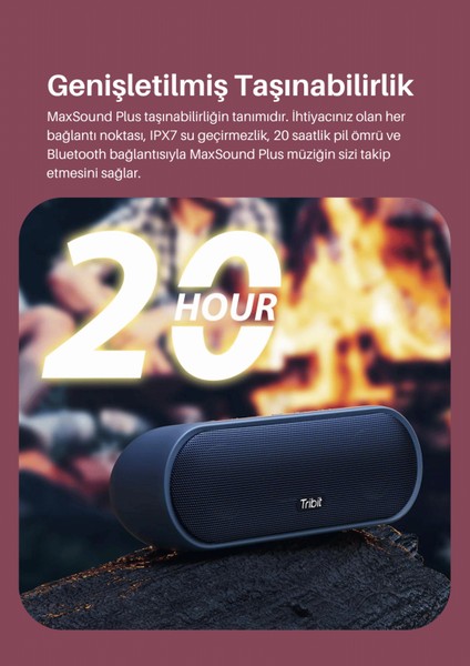 BTS25 Maxsound Plus 2X12W 20 Saat Oynatma Süresi Ipx7 Su Geçirmez Taşınabilir Tws Bluetooth Hoparlör Mavi