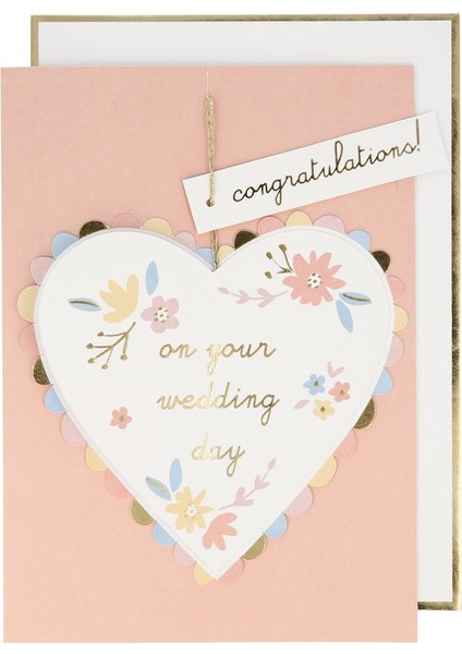 Meri Meri - Heart Wedding Card - Kalpli Evlilik Tebrik Kartı