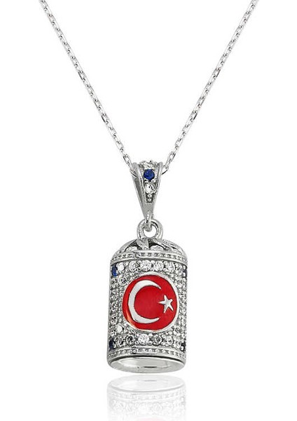 925 Ayar Gümüş Ay Yıldız Cevşen Bayan Kolye