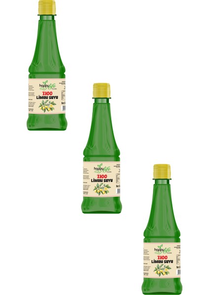 Happy Life %100 Limon Suyu 500 ml x 3 Adet