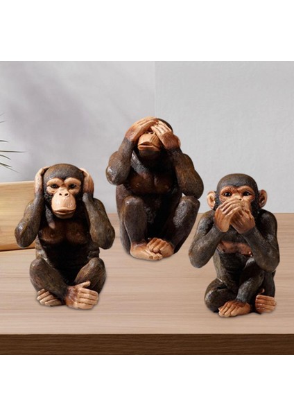 3 Orangutan Figürleri Oturma Odası Raf Dolap Için Üstü Süslemeleri (Yurt Dışından)