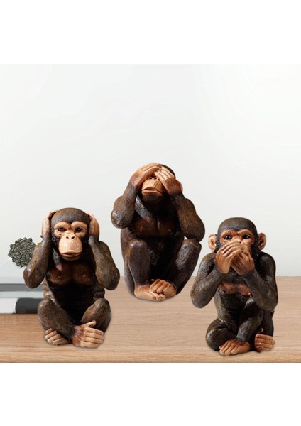 3 Orangutan Figürleri Oturma Odası Raf Dolap Için Üstü Süslemeleri (Yurt Dışından)