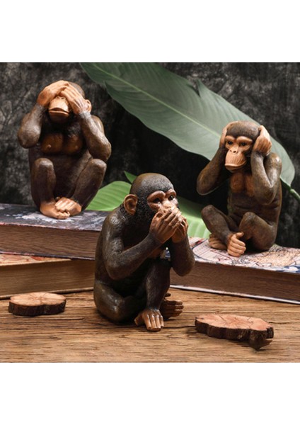 3 Orangutan Figürleri Oturma Odası Raf Dolap Için Üstü Süslemeleri (Yurt Dışından)