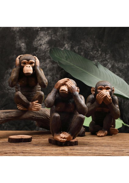 3 Orangutan Figürleri Oturma Odası Raf Dolap Için Üstü Süslemeleri (Yurt Dışından)