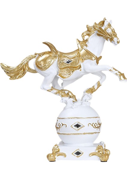 Reçine At Heykeli Tv Sehpası Hayvan Heykelleri Reçine Malzeme At Süsü 24X27X11CM Beyaz ve Altın (Yurt Dışından) fiyatları