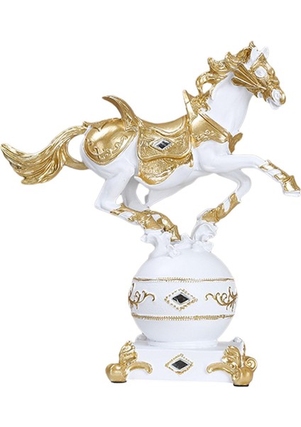 Reçine At Heykeli Tv Sehpası Hayvan Heykelleri Reçine Malzeme At Süsü 24X27X11CM Beyaz ve Altın (Yurt Dışından) fırsatları