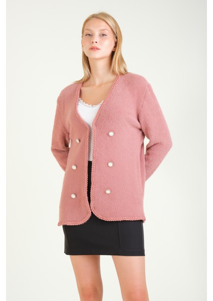 Kadın Biyeli Dekoratif Dümeli Tüylü Hırka Gül fiyatları