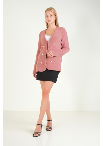 Kadın Biyeli Dekoratif Dümeli Tüylü Hırka Gül fırsatları