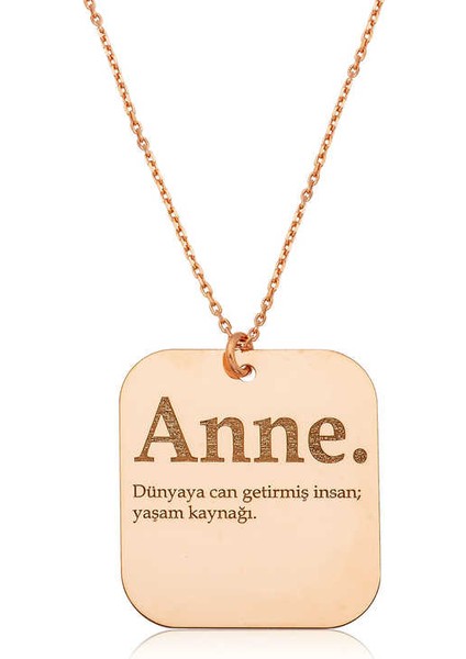 925 Ayar ​gümüş Rose Anne Yazılı Plaka Kolye