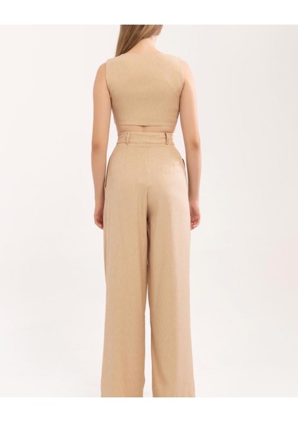 Camel Casual Crop Yelek