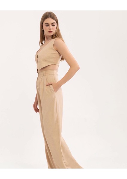 Camel Casual Crop Yelek