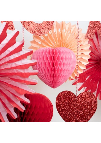 - Honeycomb Valentines Garland - Petekli Sevgililer Günü Asılan Süs modelleri