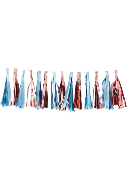 Ginger Ray - Altın Püsküllü Asılan Süs - Mat Mavi & Pembe