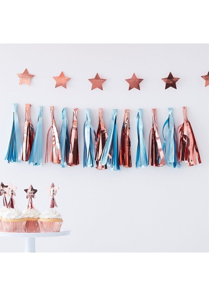 Ginger Ray - Altın Püsküllü Asılan Süs - Mat Mavi & Pembe fiyatları